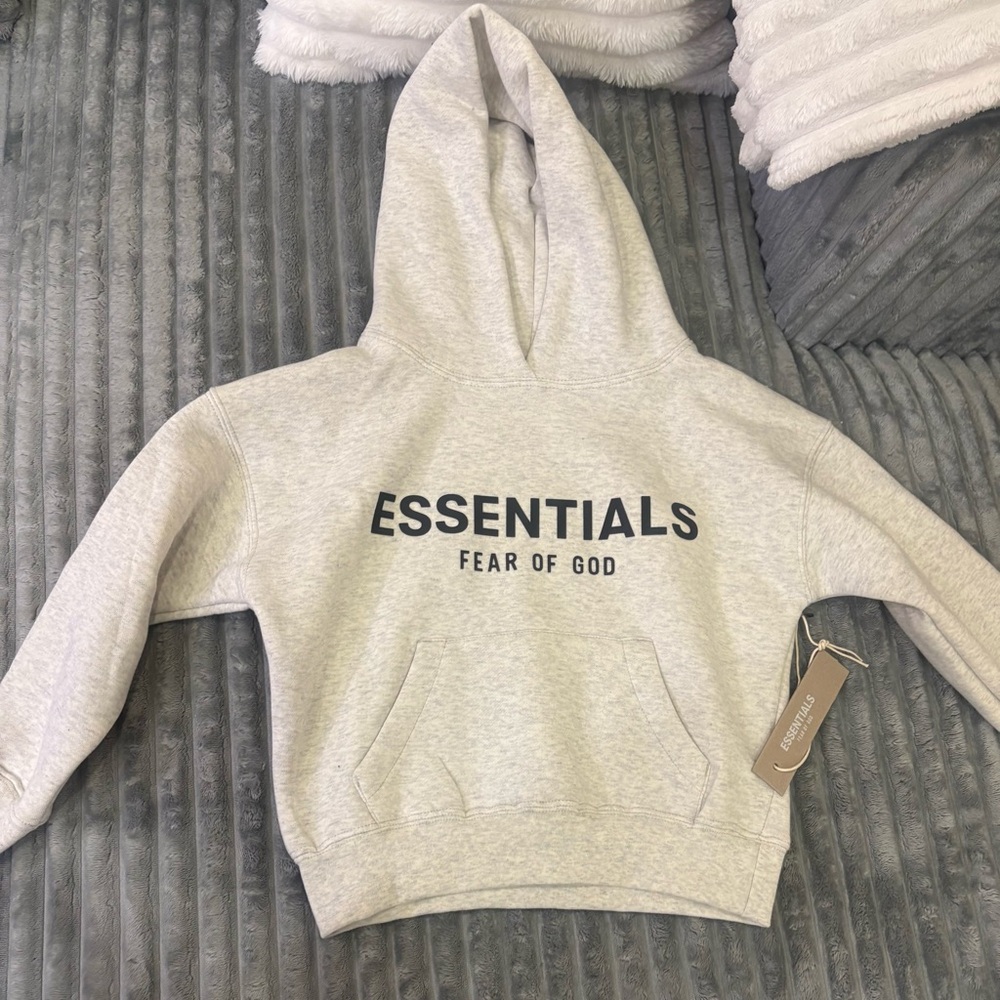 Fear of God Essentials Kids Gray Hoodie and Sweatpants